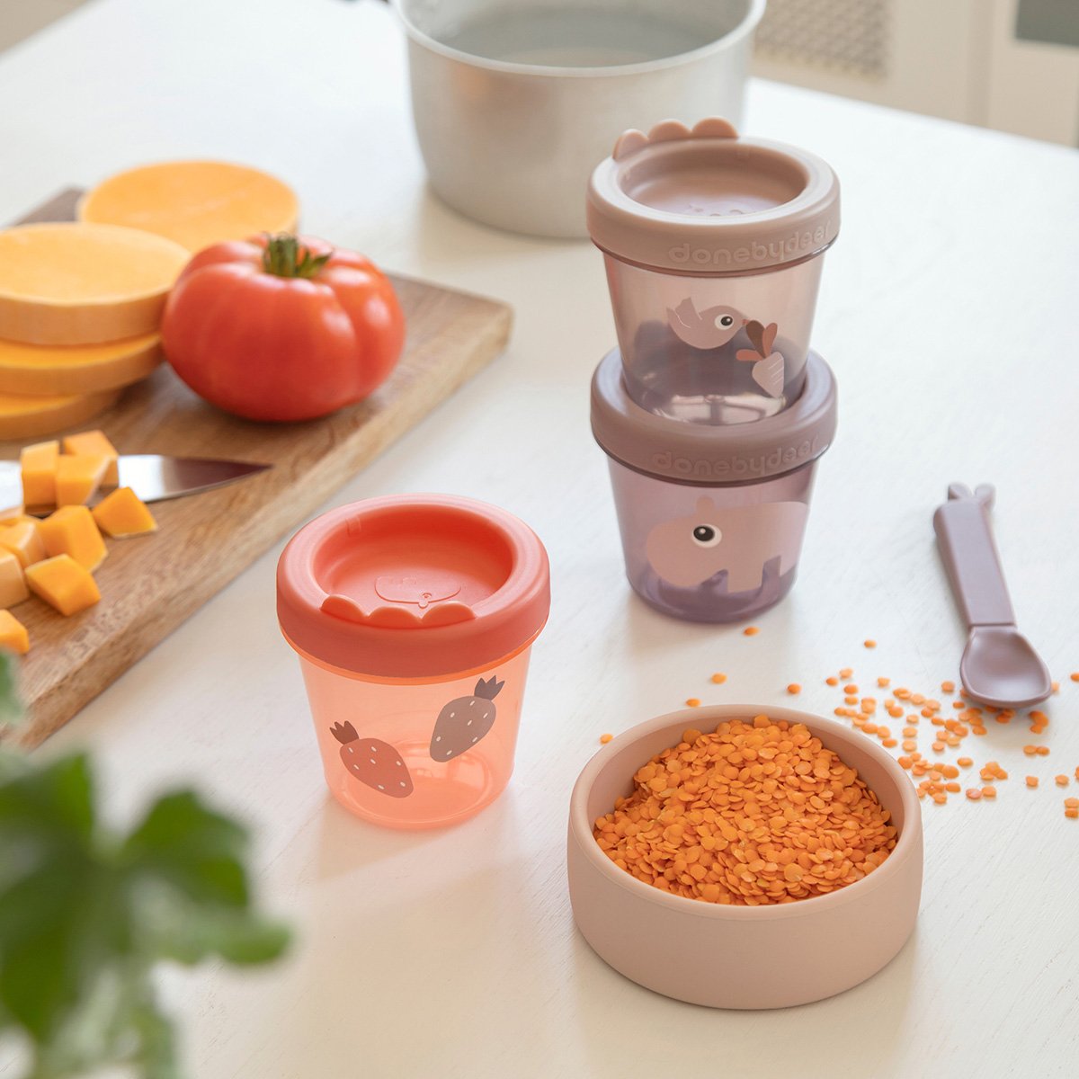 Done By Deer Baby food container 3-pack Ozzo Rosa