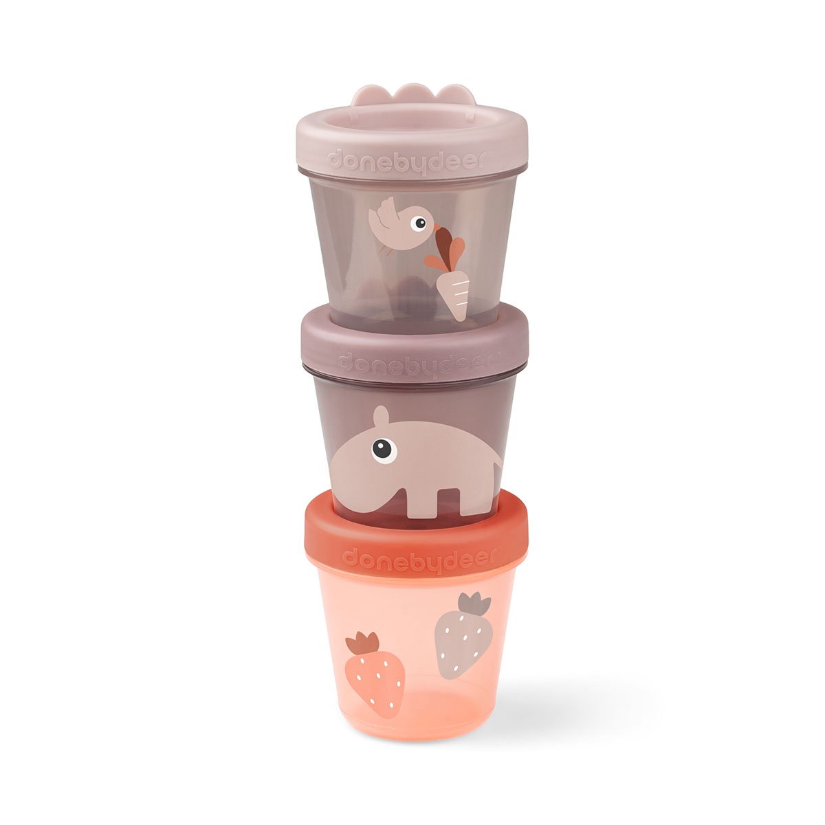 Done By Deer Baby food container 3-pack Ozzo Rosa